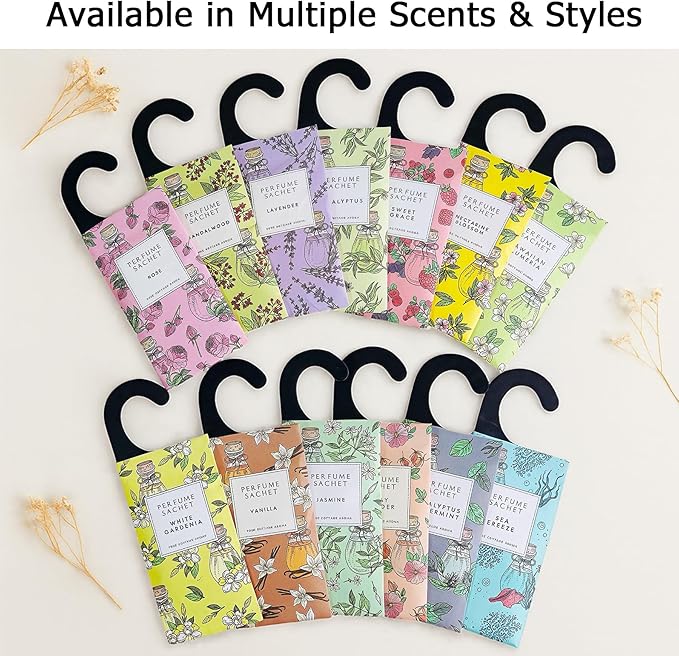 ROSE COTTAGE Large 12 Packs White Gardenia Hanging Closet Deodorizer Air Freshener Long Lasting Scented Sachets Smell Goods for House - Image 6