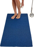 Soft Shower Mat Non Slip - PVC Loofah Inside or Outside Showers, Bathtubs, Bathrooms, and Wet Areas - Safe for Textured Tiled and Smooth Floor - No Suction Cups Secure Anti Slip (Navy 24 x 47) by ENKOSI