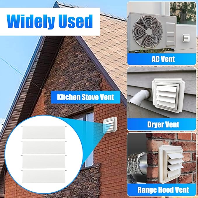 Dryer Exhaust Vent Cover Panel Replacements - Premium Plastic Polymer for 4 inch Outdoor Dryer Vent Cover (4 Pack)] - Image 5