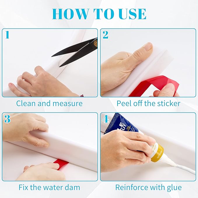 Bathtub Splash Guard, 79 Inch Soft Silicone Collapsible Shower Water Guard, Double-Sided Tape for Dry and Wet Separation, 360° Twist Recovery Shower Splash Guard for Toilet, Washing Machine, Sink - Image 5