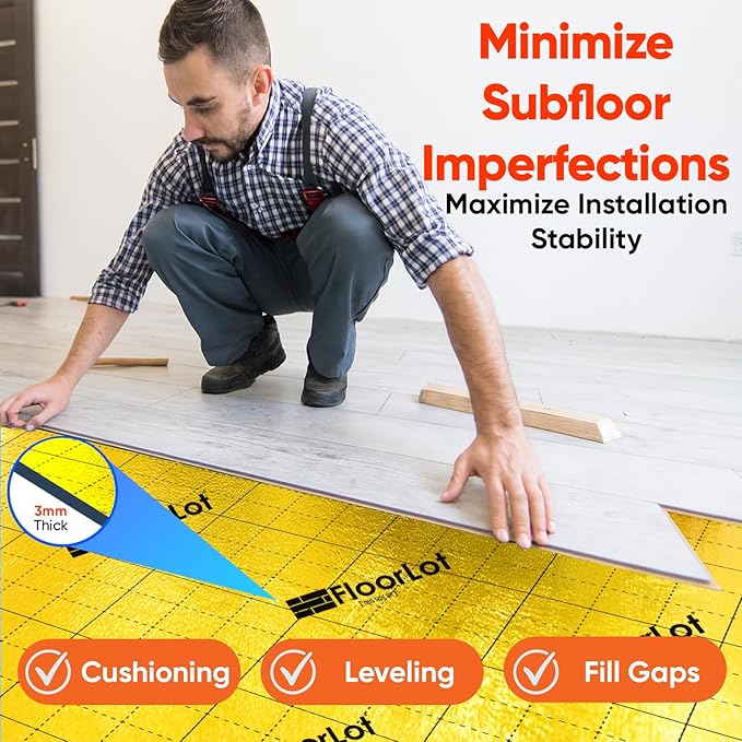 GoldMax Premium Floor Underlayment - 200 sqft Roll - 3mm Thick - with Moisture Barrier - Image 6