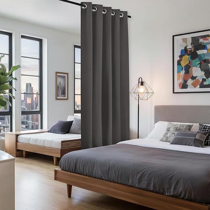 BONZER Room Dividers Curtain - Room Darkening Privacy Noise Reduce Thermal Insulating Window Curtains for Bedroom Living Room Doorway, 96L x 60W Inch (8L x 5W ft), 1 Panel, Dark Grey - Image 4