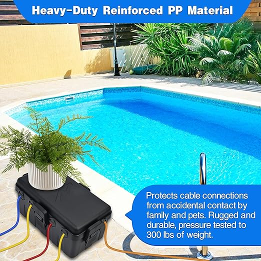 Hrensaw Medium Outdoor Electrical Box(10.6x5.5x4.5inch),IP54 Waterproof Extension Cord Cover w/6 Cable Entry,Weatherproof Connection Box Protect Power Strip,Timer,Plug,Holiday Lights,Black - Image 4