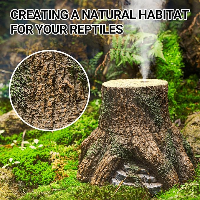 REPTIZOO Reptile Humidifier Fogger, Tree Trunk Humidifier with Top Mist Outlet, 1000ml Detachable Terrarium Humidifier Reptile Misting System Terrarium Decoration - Image 4