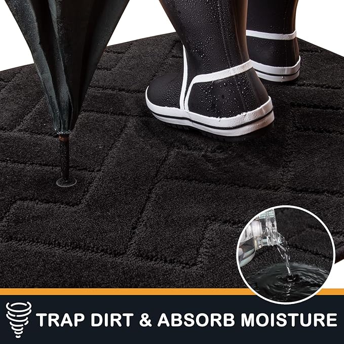 PURRUGS Dirt Trapping Door Mat 24" x 59", Non-Slip Machine Washable Entry Rug, Dog Doormat, Indoor Front Door Mat, Super Absorbent Entryway Rug for Muddy Shoes & Paws, Black - Image 5