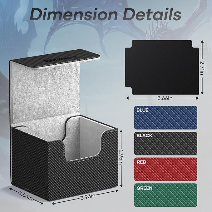 Mlikero Card Deck Box, Commander Deck Box Holds 100+ Double-Sleeved Cards with 4 Dividers, Leather Magnetic Closure Card Box Fit for MTG, TCG (Black) - Image 4