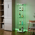 Yoluckea 4 Shelves Glass Display Cabinet with LED Light and Door, Floor Standing Clear Glass Curio Cabinet Collection for Living Room Bedroom 64.7”x16.7”x 14.3” White(Upgrade Assembly) by Yoluckea