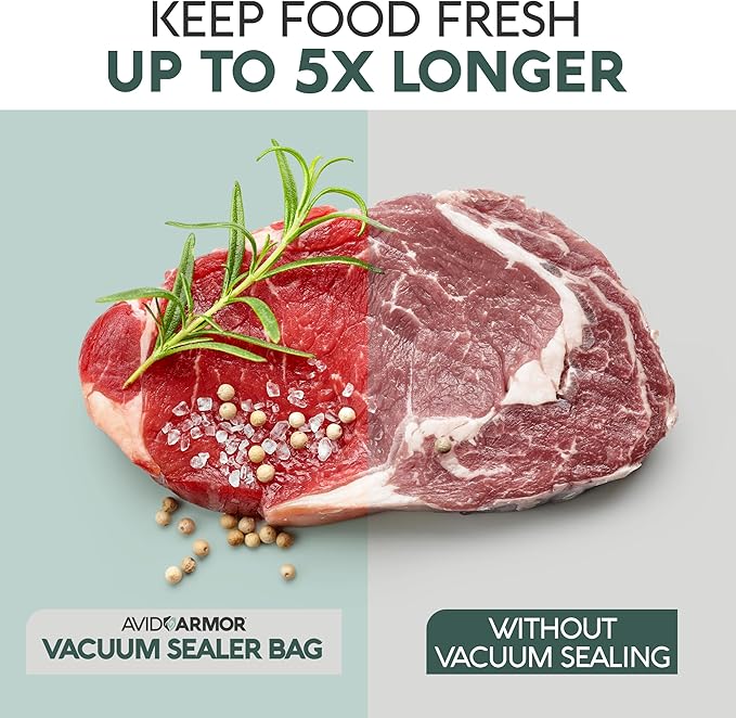 Avid Armor Vacuum Sealer Bags Quart 8x12 Inch 100 Pack for Food Saver, Seal a Meal Vacuum Seal Machines, Commercial Grade Heavy Duty BPA Free for Sous Vide and Meal Prep Precut Storage Bag - Image 4