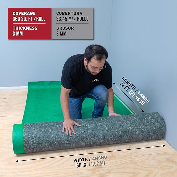 ROBERTS Super Felt Underlayment - 360 sq. ft. Roll - 60" x 72' x 3 mm - Image 7