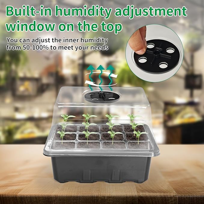 NAMOTEK 5 Pack Seed Starter Tray with Heat Mat and Grow Light Humidity Domes, 60 Cell Trays Germination Station Cloning Kit - Image 5