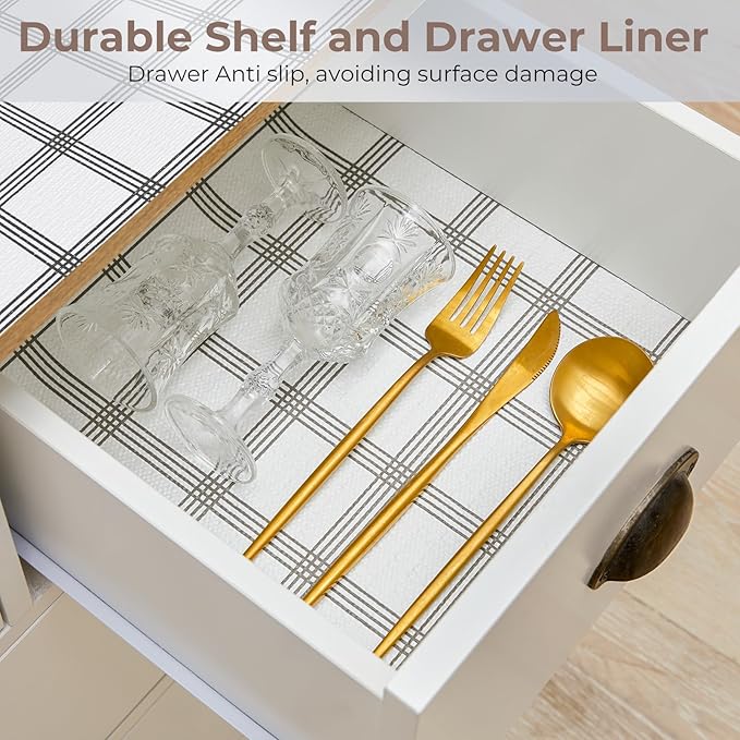 Coavas Extra Grip Thickened Shelf and Drawer Liner - Non-Adhesive Non-Slip Waterproof Mats for Kitchen Cabinets, Drawers, Shelves, Dresser & Cupboard, Easy Cut DIY (Stripe, 12IN x 30FT) - Image 5