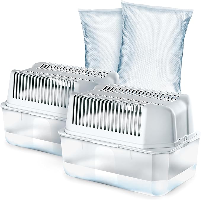 HUMYDRY Moisture Absorber Dehumidifier Device, Magnum Pack of 2 Devices of 35.3 Oz With 2 Pre-Measured Refills, Fragrance Free Humidity Absorber For Basements Bedrooms And Large Enclosed Spaces by Humydrymoistureabsorbers