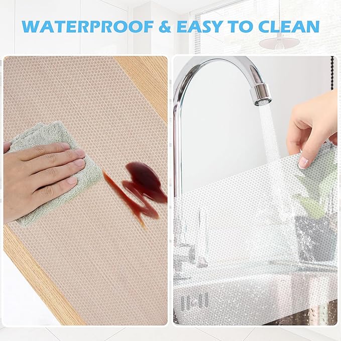 Drawer Liners, Waterproof Shelf Liner, Anti-Slip Non-Adhesive BPA Free Kitchen Cupboard Cabinet Liner Refridge Fridge Mats Sink Protector Strong Durable for Home (Clear/15.7in x 20Ft) - Image 2