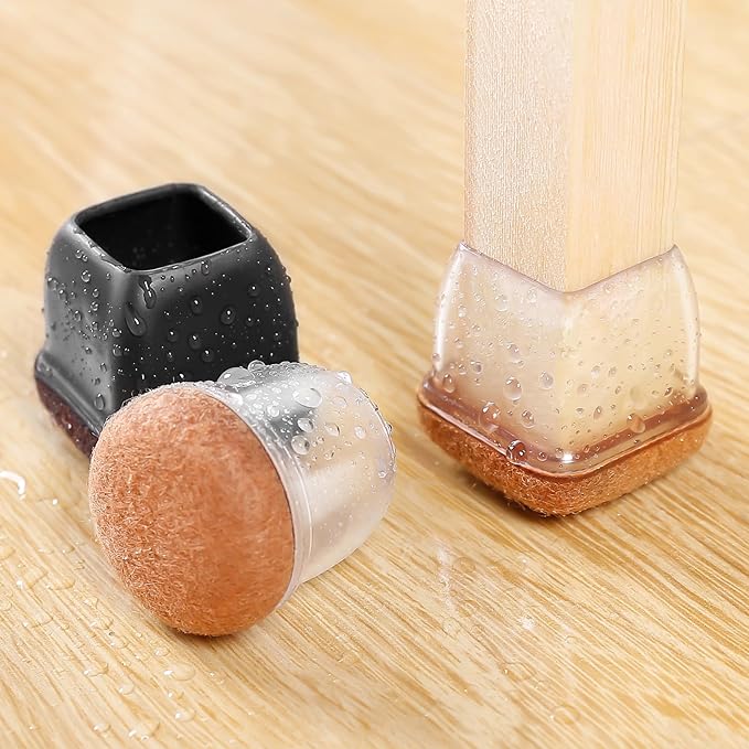 Silicone Chair Leg Floor Protectors with Felt, 16PCS Folding Card Table and Chairs End Tips Chair Leg Caps for Hardwood Floor, Clear Metal Furniture Feet Floor Protectors(Round, Fit:0.75"-1.1") - Image 5