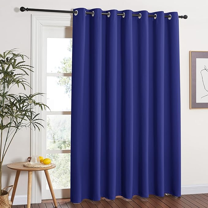 NICETOWN Blackout Curtain for Sliding Door - Patio Door Curtains, Thermal Insulated Wide Drapes/Draperies for Bedroom (Dark Blue, 100 by 84-Inch) by NICETOWN