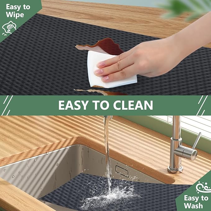 Shelf Liners, Non-Adhesive Drawer Liner, Waterproof & Oil-Proof Kitchen Cabinet Cupboard Liner Plastic EVA Material BPA Free Fridge Liner Mats Paper Protector for Shelves (Black/12in x 240in) - Image 5
