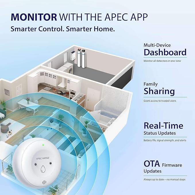 APEC WATER WiFi Water Leak Detector for Home, App Connected get Real-Time Alerts, Highly Reliable Dual Sensor Wet Moisture Detection (1PK) - Image 7