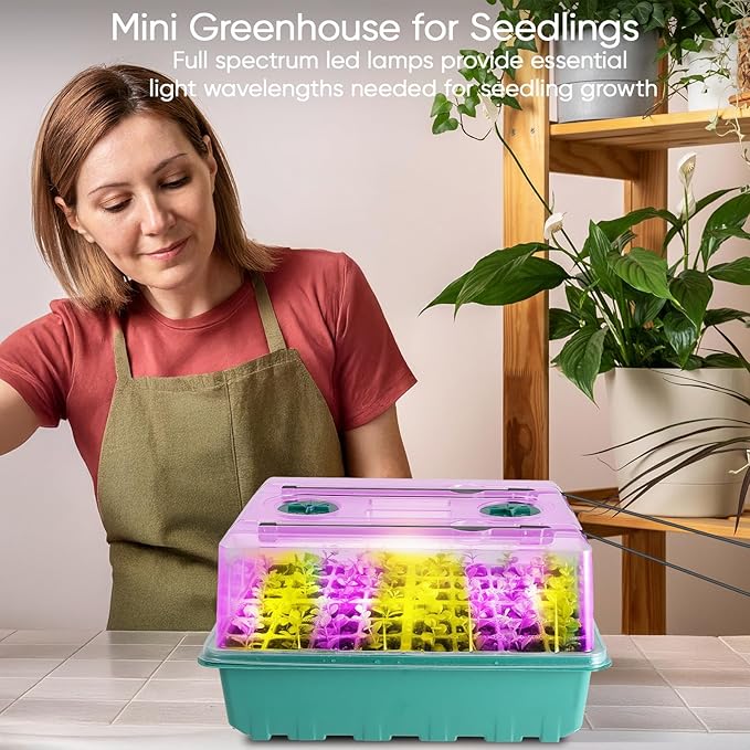 96 Cells Self-Watering Seed Starter Tray with Grow Light, Seed Starter Kit with Adjustable Humidity Dome, Seed Starting Trays Plant Starter Kit for Seeds Growing Starting, Indoor Gardening, Greenhouse - Image 2