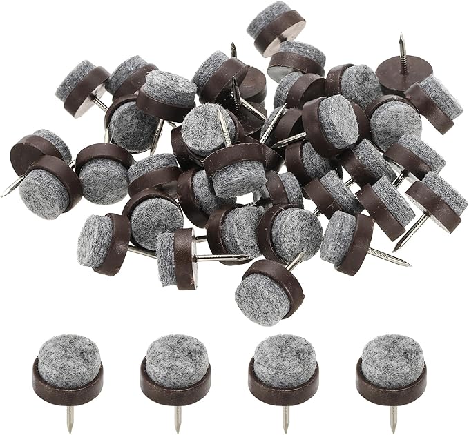 PATIKIL 17 mm Nail-on Felt Pads, 72 Pcs Round Felt Furniture Sliders Pads Heavy Duty Floor Protectors for Wooden Chair Sofa Cabinet Table Leg Feet Hardwood Floors, Brown by PATIKIL