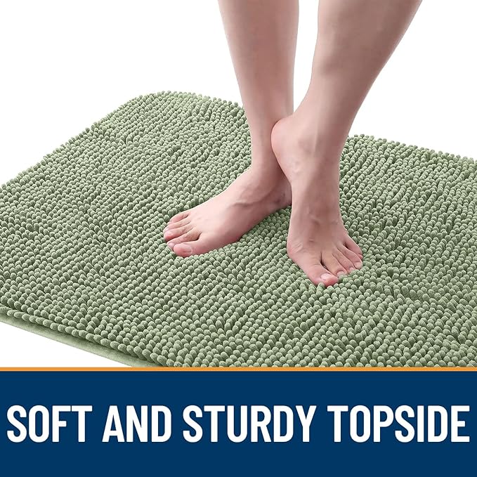 OLANLY Dog Door Mat for Muddy Paws 47x20, Absorbs Moisture and Dirt, Absorbent Non-Slip Washable Doormat, Quick Dry Chenille Mud Mat for Dogs, Entry Indoor Entryway Carpet for Inside Floor, Sage Green - Image 4