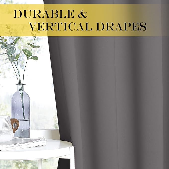 NICETOWN Blackout 118 inch Long Curtain for Living Room, Grommet Room Divider Sound Reducing Window Treatment for Sliding Glass Door/Bedroom, Gray, W66 x L118, 1 Panel - Image 5