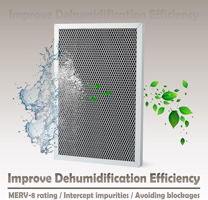 2Pcs 5695 Washable Dehumidifier Filter Compatible with Dehumidifiers MERV 8 Whole-House Models 1820 1820Z E070 E070KZ E070KZM E070N E070T E070Z Replacement Parts 12" L x 8" W x 0.78" TH - Image 6