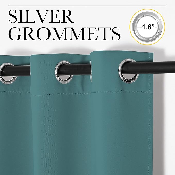 NICETOWN Blackout Drape for Nursery, Sea Teal, Single Panel, 55 by 78-inch, Home Fashion Thermal Insulated Blackout Room Darkening Curtain/Drapery with Ring Top - Image 3
