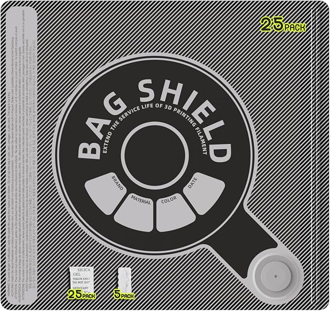 Vacuum-Sealed 3D Printing Filament Bags, 25 Packs Lightproof Vacuum Storage Bags, Moisture-Proof 3D Printer Filament Bags, Sorting & Storage of Various Filament with Desiccant by PortableStorageExpert