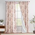 jinchan Lined Linen Blend Curtain Floral Curtains for Living Room 108 Inches Long Farmhouse Red Flower Printed Curtain Rod Pocket Back Tab Peony Patterned Drapes Curtains Set 2 Panels by JINCHAN