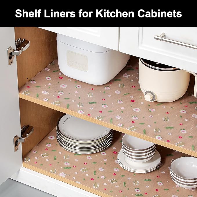 Cooyes Shelf Liner – Premium Non-Adhesive Cabinet & Drawer Liner for Kitchen – Waterproof Shelf Paper with Modern Pattern – Durable EVA Cabinet Mat – Easy to Cut （24" W x 240" L） - Image 2