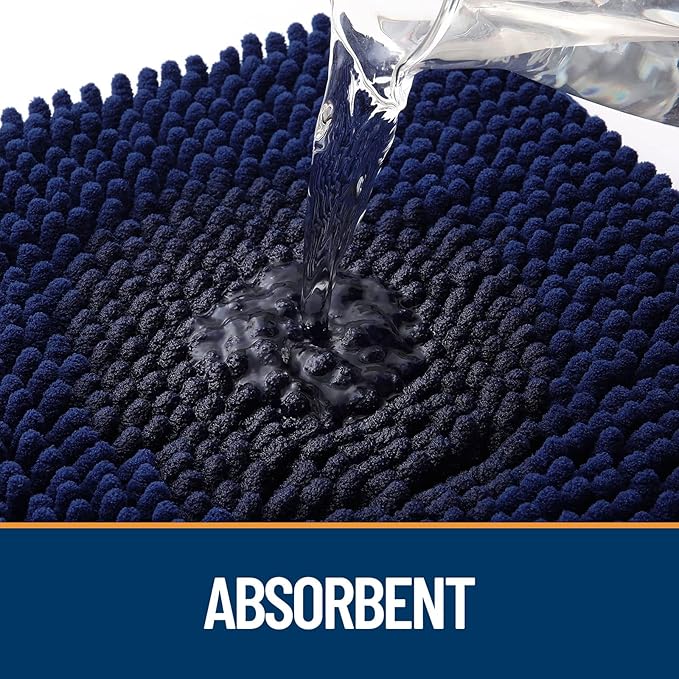 OLANLY Dog Door Mat for Muddy Paws 70x32, Absorbs Moisture and Dirt, Absorbent Non-Slip Washable Doormat, Quick Dry Chenille Mud Mat for Dogs, Entry Indoor Entryway Carpet for Inside Floor, Navy Blue - Image 3