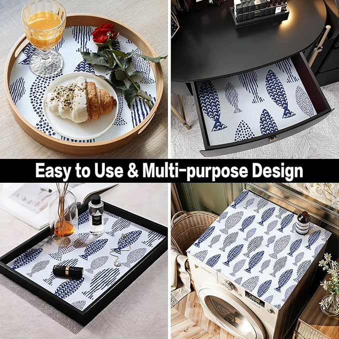 Blue Shelf Liner for Kitchen Cabinets Non Adhesive Drawer Liners Non Slip Cupboard Liner Strong Grip Waterproof Kitchen Cabinet Liners Easy to Clean Blue Dresser Shelf Paper 15.7IN x 16.4FT - Image 4