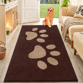 Smiry Dog Door Mat for Muddy Paws, Absorbs Moisture and Dirt, Low-Profile Entryway Mat with Non-Slip Backing, Entry Indoor Outdoor Doormat for Inside Floor (59x35 Inches, Brown, Paw) by Smiry