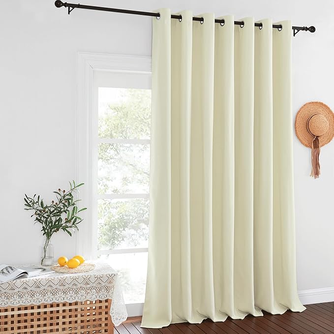 NICETOWN Blackout Patio Curtains 100 x 144 Inches Long for Sliding Door Extral Wide Blackout Curtain Panels Thermal Insulated Room Divider - Grommet Top, 100" W x 144" L, 1 Panel, Beige - Image 8