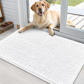 OLANLY Dog Door Mat for Muddy Paws 36x24, Absorbs Moisture and Dirt, Absorbent Non-Slip Washable Doormat, Quick Dry Chenille Mud Mat for Dogs, Entry Indoor Entryway Carpet for Inside Floor, White by OLANLY