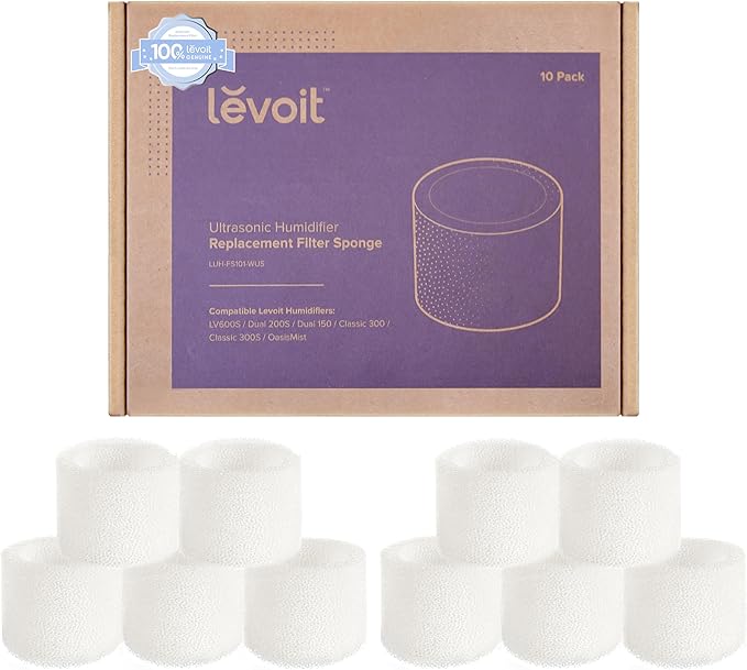 LEVOIT 10-Pack Top Fill Humidifier Replacement Filters, Capture Particles to Improve Humidification Efficiency, for Classic160, Dual150, Dual200S, Classic300(S), LV600S, OasisMist450S, Superior6000S by Levoit