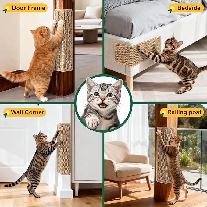 Corner Cat Scratcher | Cat Scratchers Wall Mounted with Faux Sisal & Carpet Pad, 23.6x11.8 Inch Furniture Protector for Indoor Cats to Protect Couches & Walls​ - Image 5