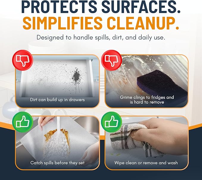 Shelf Liner Drawer Liner for Kitchen Cabinets Non-Adhesive by Linda’s Essentials (17.7 x 120 Inches) - Non-Slip Easy Clean Kitchen Cabinet and Cupboard Protector, Waterproof Mat, Clear Roll - Image 6