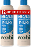 Roobi Philips Compatible Descaling Solution & Cleaner. Specially Formulated for Philips Espresso Machines. Carbon Neutral Descaler Kit. 2 Uses per Bottle, 2 Pack by Roobi