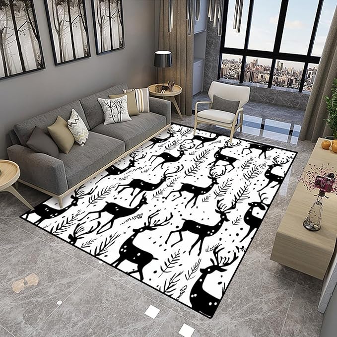 Runner Rug - Giraffe Graffiti Pattern Drawing Reversible Area Rugs Fade Resistant, Flame Resistant, Quick Dry, Stain Resistant, Waterproof Floor Carpet for Living Room Bedroom, 36 x 60 Inch - Image 4