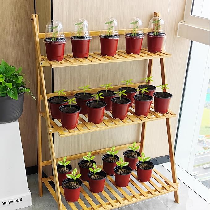 Plant Nursery Pots with Humidity Domes, 25 Sets 4 Inch Soft Nursery Pots Quality Ones (25 Red Pots + 25 Clear Lids), Seeds Starter Pots Small Planter Containers - Image 7