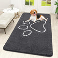 OLANLY Dog Door Mat for Muddy Paws 59x32, Paw Print Design, Absorbs Moisture and Dirt, Absorbent Non-Slip Washable Doormat, Quick Dry Chenille Mud Mat for Dogs, Entry Indoor Entryway Carpet, Dark Grey by OLANLY