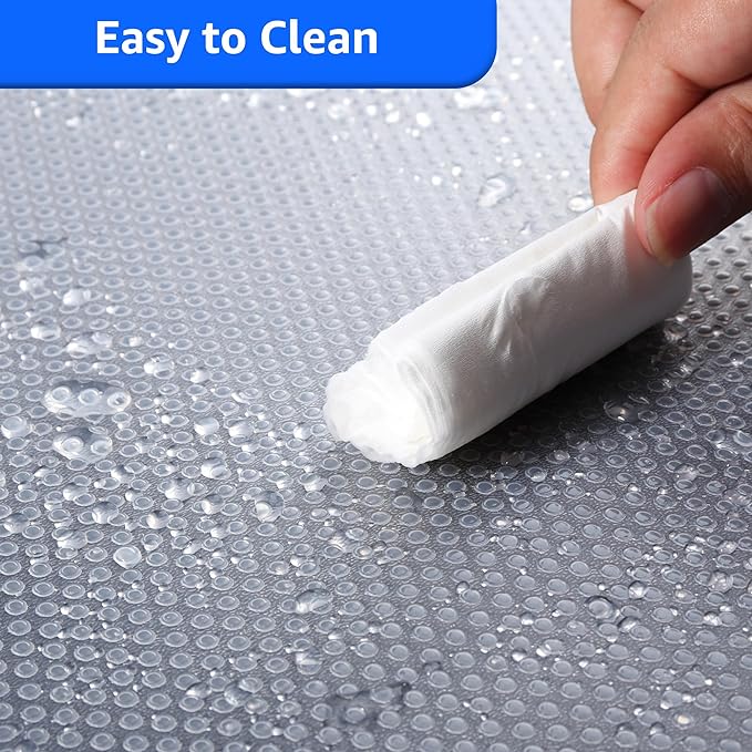 PABUSIOR Clear Cabinet Shelf Liner: Waterproof Bathroom Drawer Mat 17.7 x 96 Inch - Protector Kitchen Cupboard Liners for Closet Pantry Shelves - Easy to Cut Translucent Refrigerator Mats - Image 6
