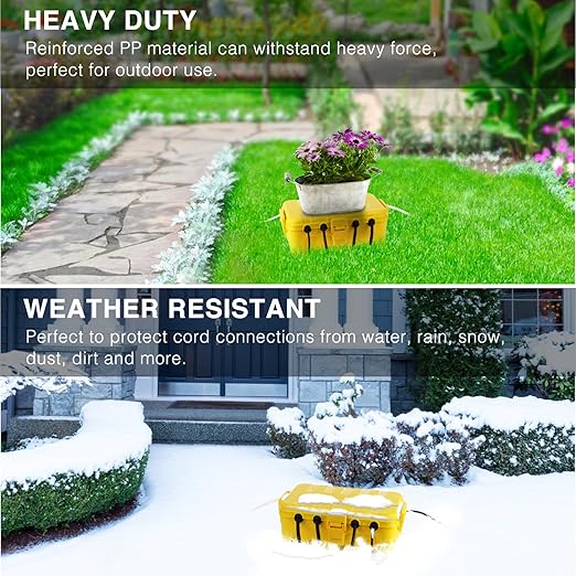 Flemoon Large Outdoor Electrical Box (12.5 x 8.5 x 5 inch), IP54 Waterproof Extension Cord Cover Weatherproof, Protect Outlet, Plug, Socket, Timer, Power Strip, Holiday Light Decoration, Yellow - Image 5