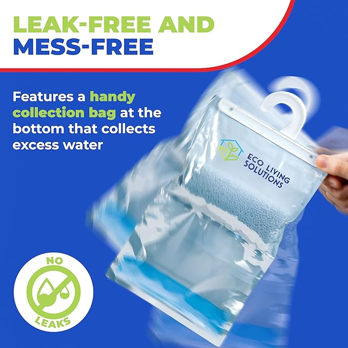 Moisture Absorber Packets, Fragrance Free, Humidity Absorber, Hanging Closet Dehumidifier Bags, Eliminates Odors for Fresher Air, Ideal for Closet - Image 5