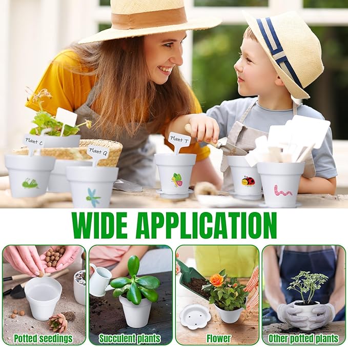30 Pcs Plant Nursery Pots with Humidity Dome 2.95'' Small Plant Pots Plastic Gardening Container Planter Starter Seed Starting Trays for Seedlings Succulents with 30 Pcs Labels(White) - Image 6