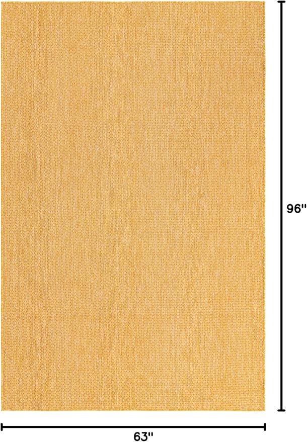 Unique Loom Collection Casual Transitional Solid Heathered Indoor/Outdoor Flatweave Area Rug (5' 3" x 8' Rectangle, Corn Harvest Yellow) - Image 2