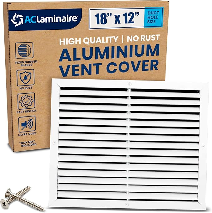 18x12 Inch (Duct Opening) Air Return Vent Cover Decorative – Premium Aluminum AC Vent Cover for Ceiling & Wall, Rustproof Grille, Ideal for Home HVAC Grille, Durable & Easy to Install by ACLAMINAIRE by LAMINAIRE