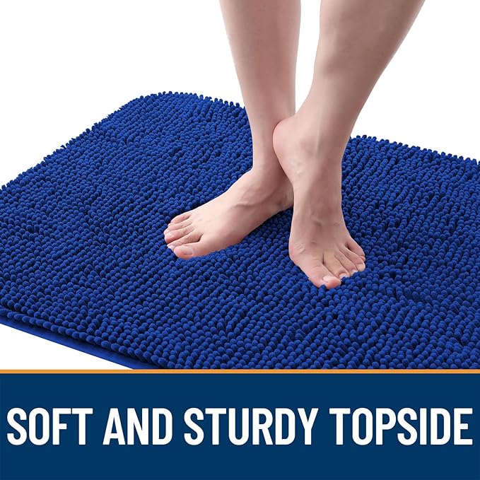 OLANLY Dog Door Mat for Muddy Paws 36x24, Absorbs Moisture and Dirt, Absorbent Non-Slip Washable Doormat, Quick Dry Chenille Mud Mat for Dogs, Entry Indoor Entryway Carpet for Inside Floor, Royal Blue - Image 4