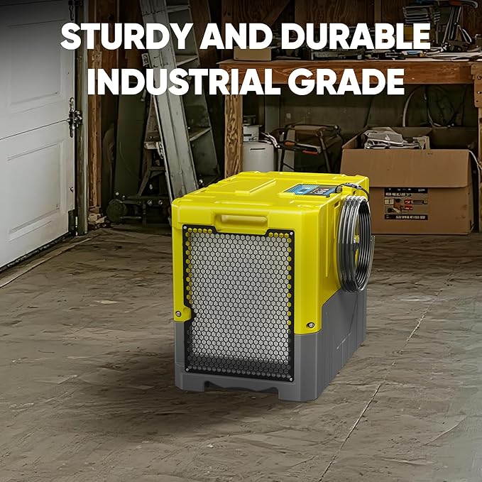 190Pints High Efficiency Commercial Dehumidifier for Basements-6000 Sq.Ft. Industrial Grade Dehumidifiers with Pump & Drain Hose for Crawl Spaces Water Damage Restoration-Light Yellow-1PC - Image 9